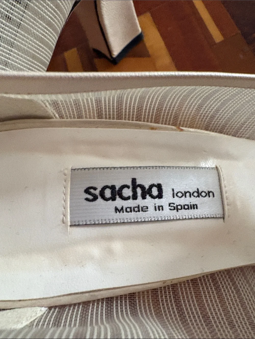 Sacha London Cream Peep-Toe Loafer Heels